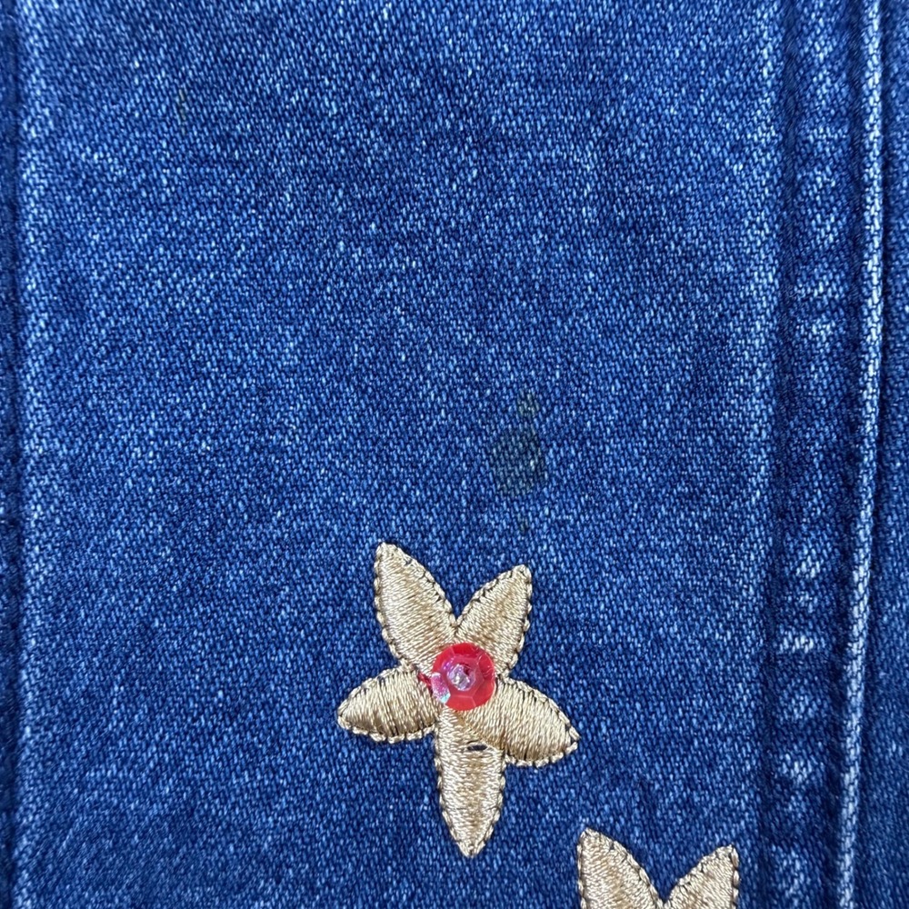 Vintage I Love Jesus Embroidered Denim Jacket Blue Pink Snaps Butterfly Sun - Picture 3 of 16